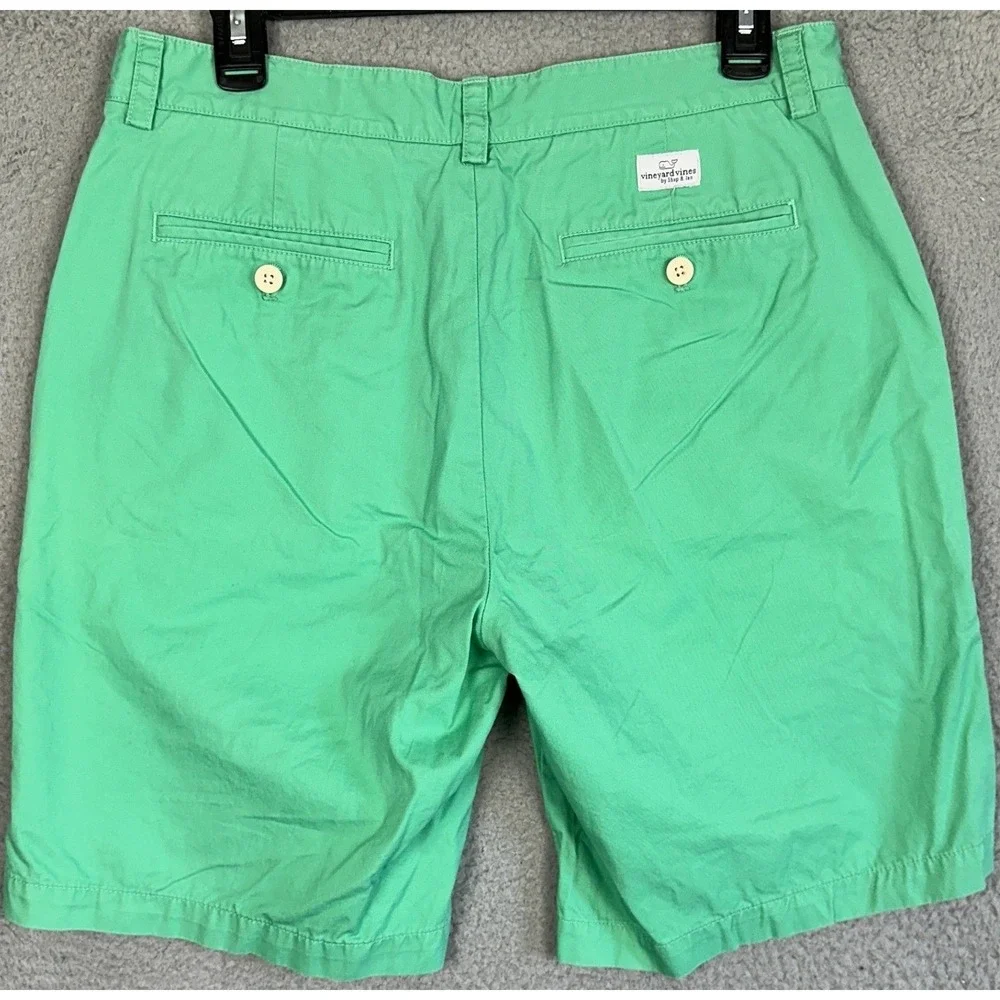 Vineyard Vines Club Shorts Mens 32 Green Khakis Twill Chino Golf Flat Front Logo